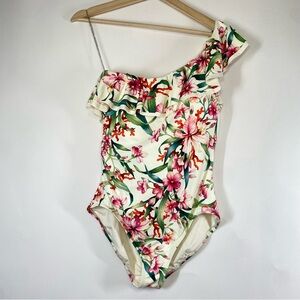 Carmen Marc Valvo Floral One-Shoulder Swim One Piece